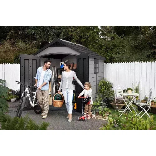 Keter 7.5’x9′ Premier Heavy Duty Plastic Shed – Grey-oakleysgardenmachine- Free shipping